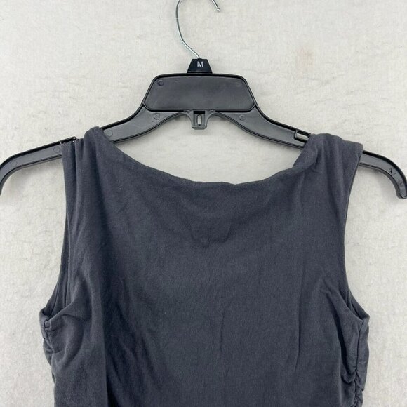 Mom's The Word Maternity Tank Top Womens Sz M Gray Ruched Square Neck Sleeveless - Picture 7 of 12